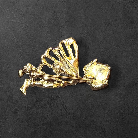 Vintage Gold Tone Fairy Brooch Flying Pixie Angel‎ Fantasy Figural Pin - Picture 5 of 5
